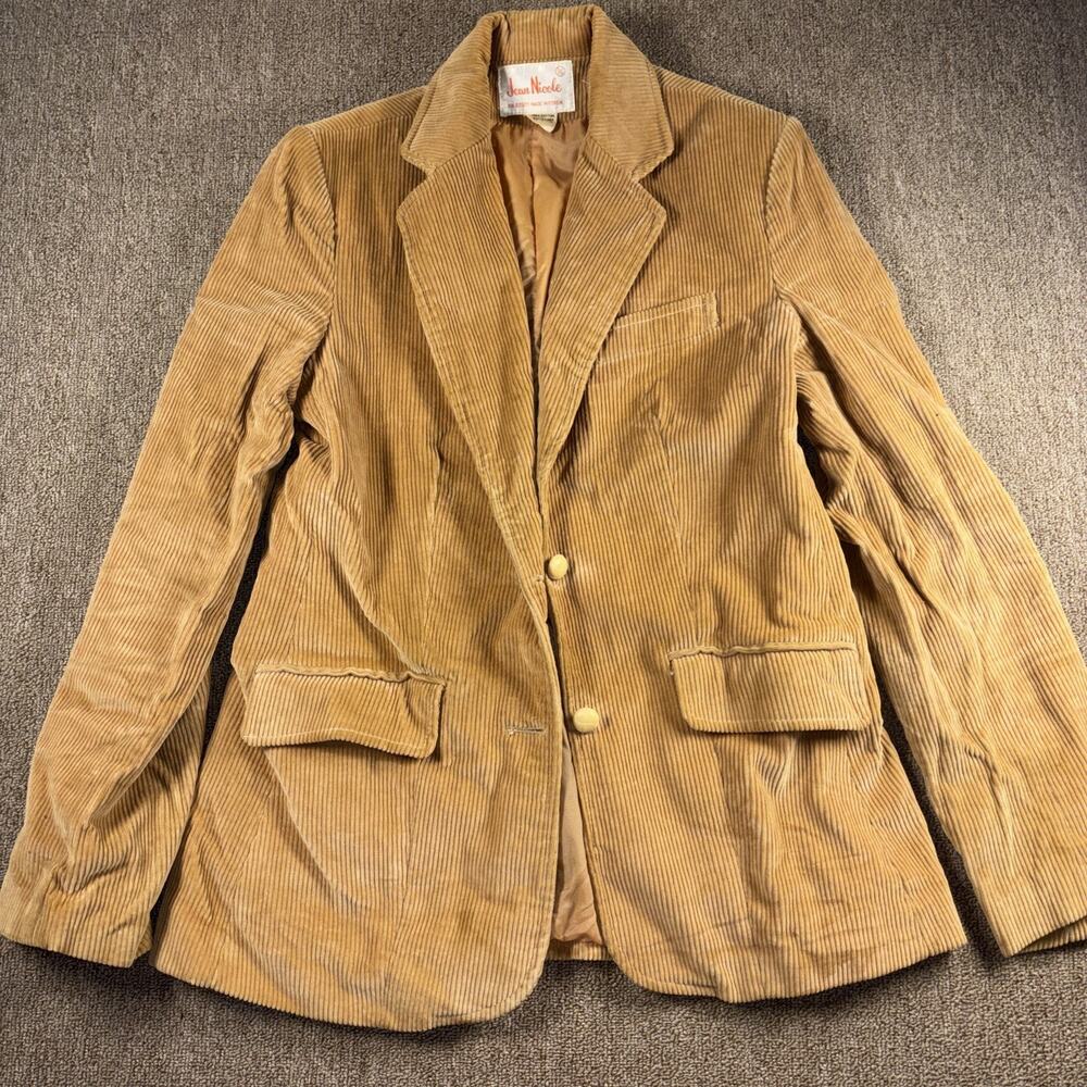 Vintage Jean Nicole Corduroy Tan Blazer Korea Preppy Academia 18x27